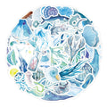 50pcs Watercolor Ocean Series PVC Self Adhesive Stickers for Draw bar Box Guitar Water Bottle Cupboard Suitcase and Books