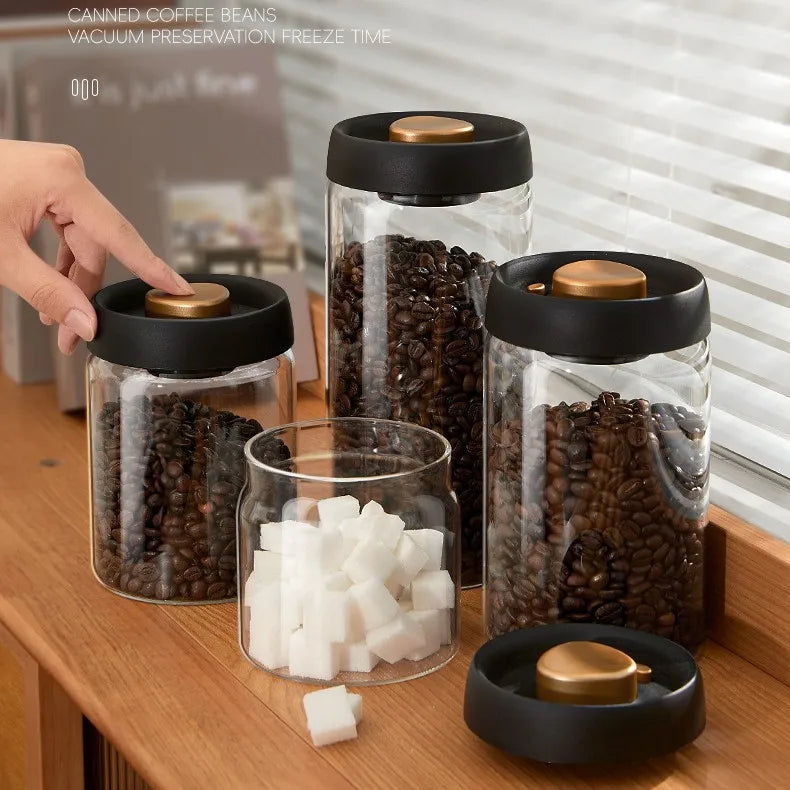 Eco Friendly Kitchen Food Nut Glass Storage Jar 500ml 900ml 1200ml 1800ml Wide Mouth Glass Jar with Airless Lid