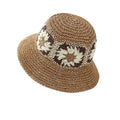 Adult Handmade Woven Paper Floral Sun Straw Hat Cap Breathable Foldable Summer Beach Knitted Crochet Bucket Hat Wholesale