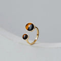 Custom Hypoallergenic Non Tarnish Waterproof Ring Design Stainless Steel 14k 18k Gold Plated Cat's Eye Stone Ring for Women