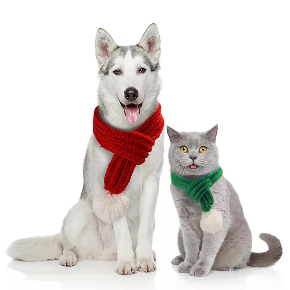 Hot Selling Warm Winter Knitting Woolen Yarn Cheap Pet Dog Cat Scarf Dog Christmas Scarf