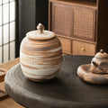 Stone Top Tea Jar Japanese Style Coarse Pottery Storage Jar Large Capacity Tea Warehouse Sealed Tea Container Storage Tank