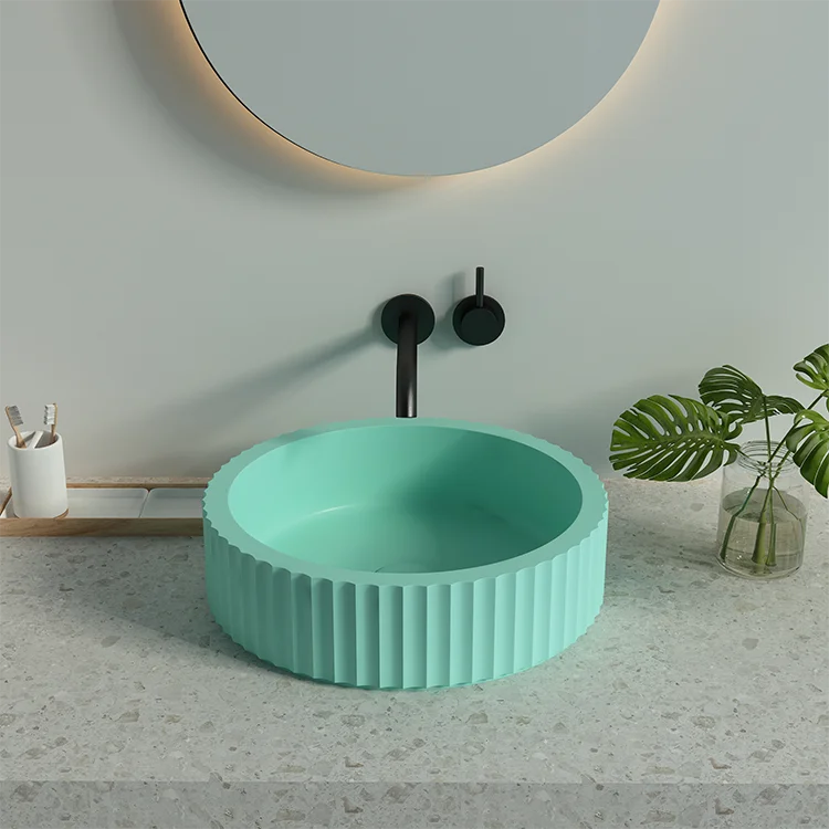 Meiyani  Hot Sale Round  Concrete Countertop Sink Cement Wash Basin Lavabo