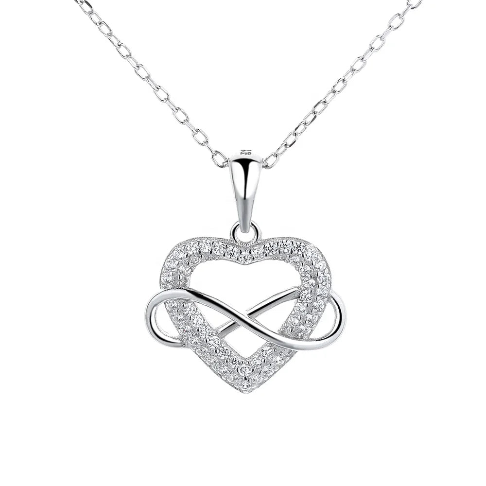 925 Sterling Silver Fashion Heart-shaped Silver Pendant Simple Female love Necklace