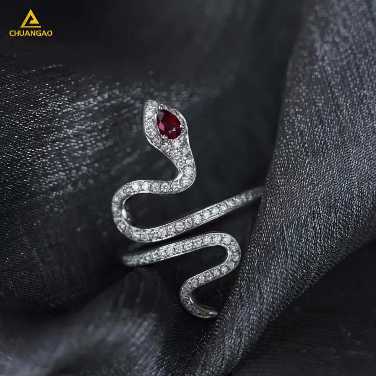 Snake Natural Royal Sapphire Emerald Pigeon Blood Moissanite Ring Certified Sterling Silver Fashion Jewelry MegaBDM
