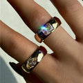 MICCI Wholesale Minimalist Non Tarnish Free Waterproof Jewelry 18K Gold Plated Stainless Steel Diamond Water Drop CZ Zircon Ring