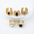 Open Cuff Adjustable Gold Color Stainless Steel Punk Chunky Knuckle Rings Women Trendy Ring Set Jewelry