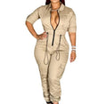 S-5XL Autumn New European and American Fashion Multi Pocket Workwear Jumpsuit With Cardigan and Waist up Jumpsuit