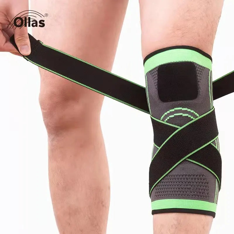 Bases Wholesale Retail Elastic Knitted Compression Knee Pads Knee Support With Belt