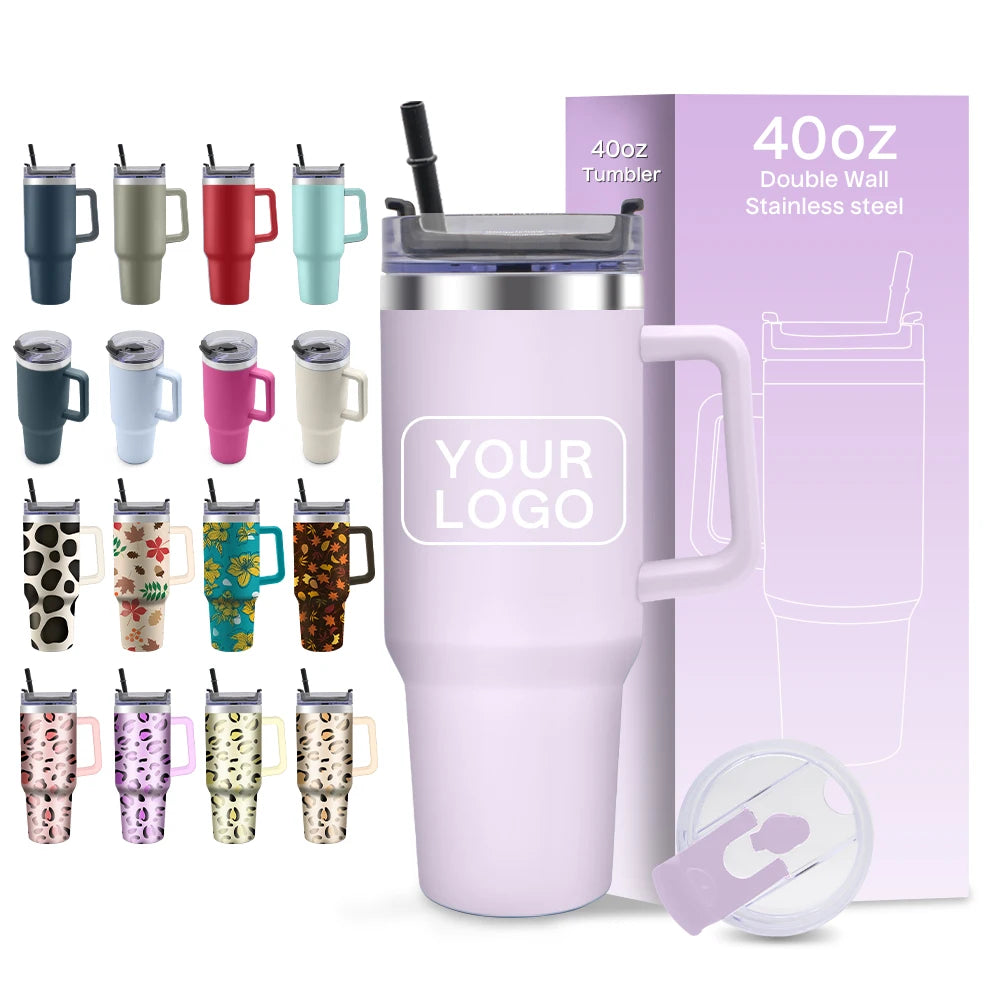 Wholesale Large Tumblers Stainless Steel Vacuum Insulated 40oz Tumbler 40oz Tumbler With Handle Straw