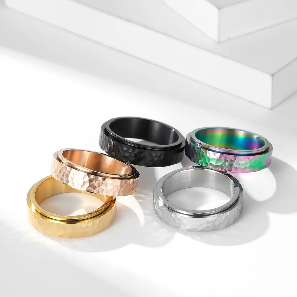 New Design Trendy Style 316L Stainless Steel Irregular Titanium Steel Rotary Ring Women Men JZ677