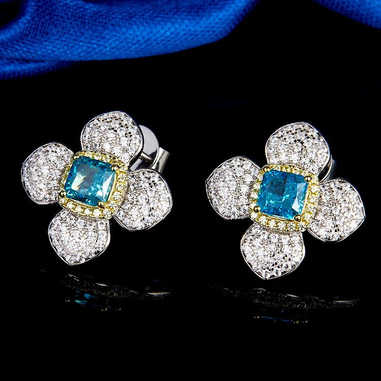 New Elegant 3A Zircon Petal Earrings Women Fashion Jewelry Earrings Party Gift Flower Stud Earrings