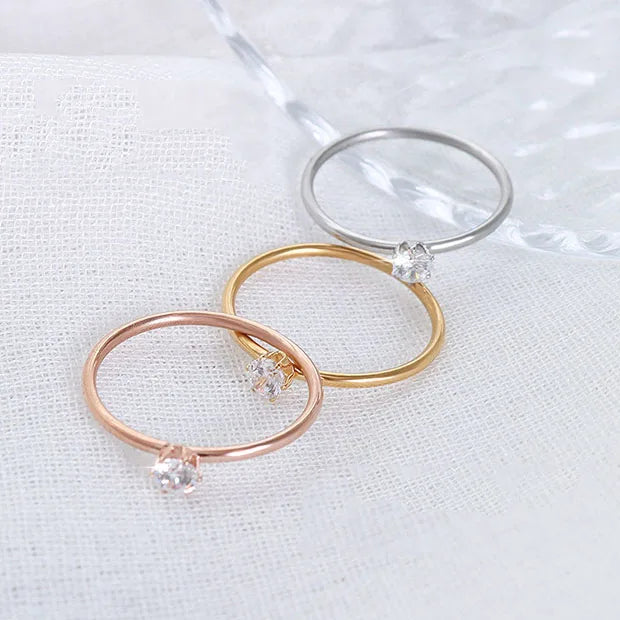 Wholesale Fashion Custom Stainless Steel  Gold Plated Little Diamond Tail Ring Jewelry for Women