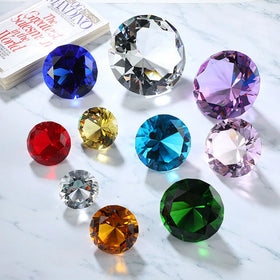 EU Wholesale Luxury Crystal Glass Diamond Ornament 10-200mm Multi-Colors Hexagon Figurine Carved Etched Technique Engraved Logo