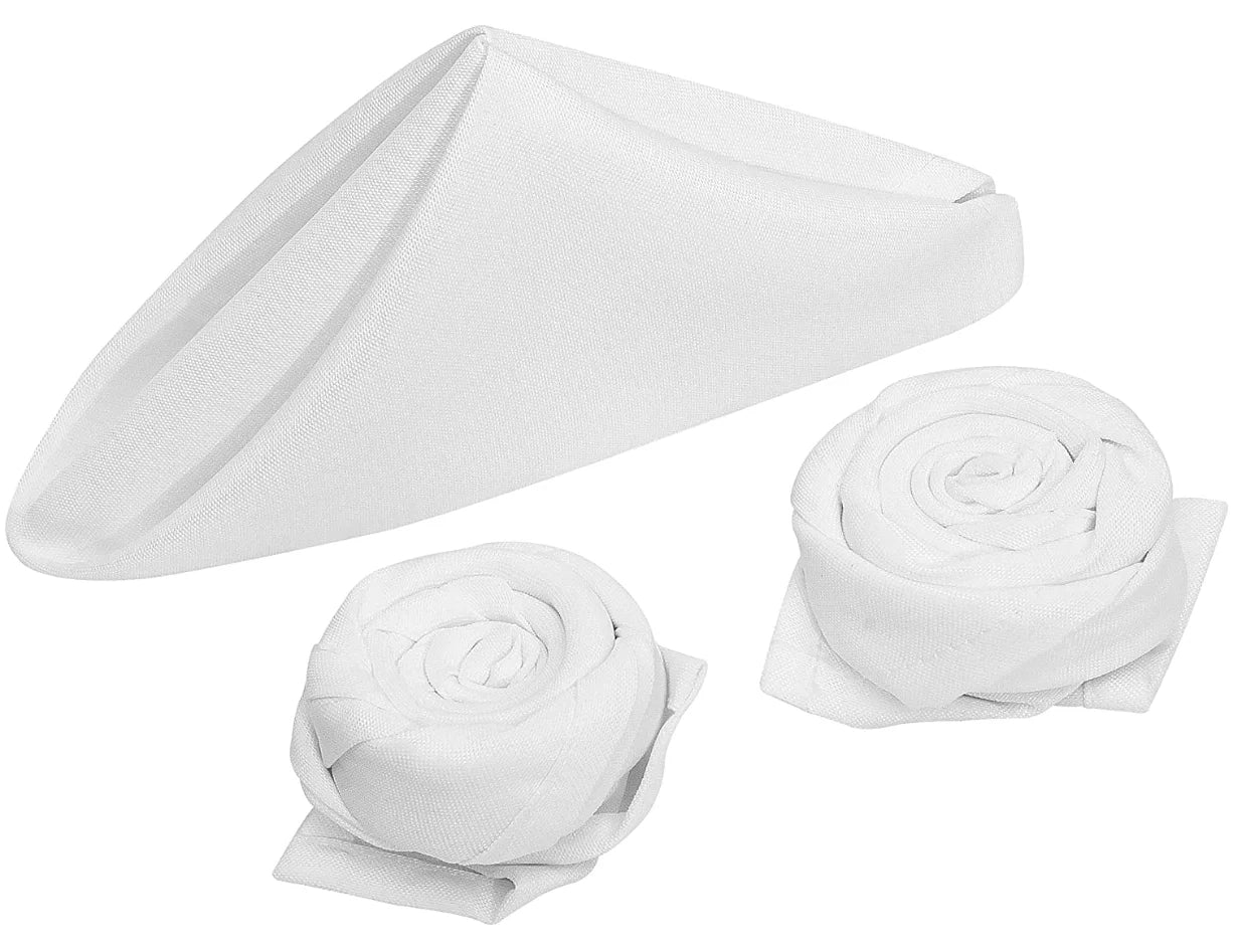Custom White Cloth Wedding Table Napkins 20*20 Inch Washable Restaurant Kitchen Polyester Fabric Linen Cloth Dinner Napkin