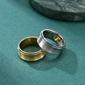 Hip Hop Fashion Engravable Jewelry Brushed Polished Stainless Steel Rings Silver Gold Plated for Men Jewelry Rings