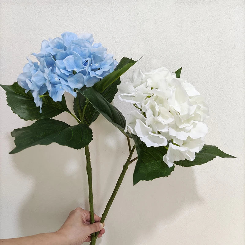 Stock Big Petals Faux Latex Hydrangea Single Stem Real Touch Hydrangea for Party Home Wedding Table Artificial Decorative Flower