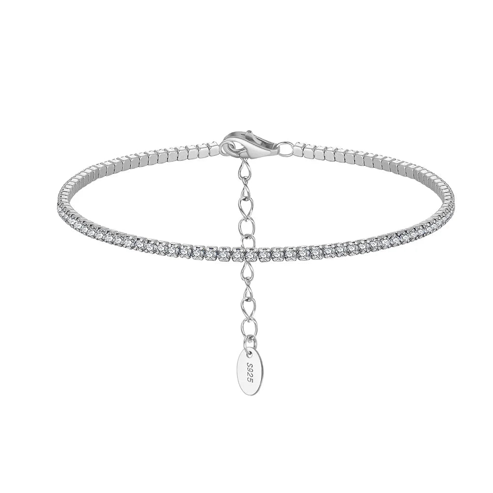 RINNTIN SB190 14K Gold Plated 1.5mm Cubic Zirconia Classic Tennis Bracelet Gold Bracelets for Women Gold Plated Sterling Silver