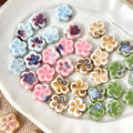 Vintage 6*15mm Colorful Glazed Ceramic Clay Beaded Graffiti Flower Shape Loose Beads DIY Jewelry Findings