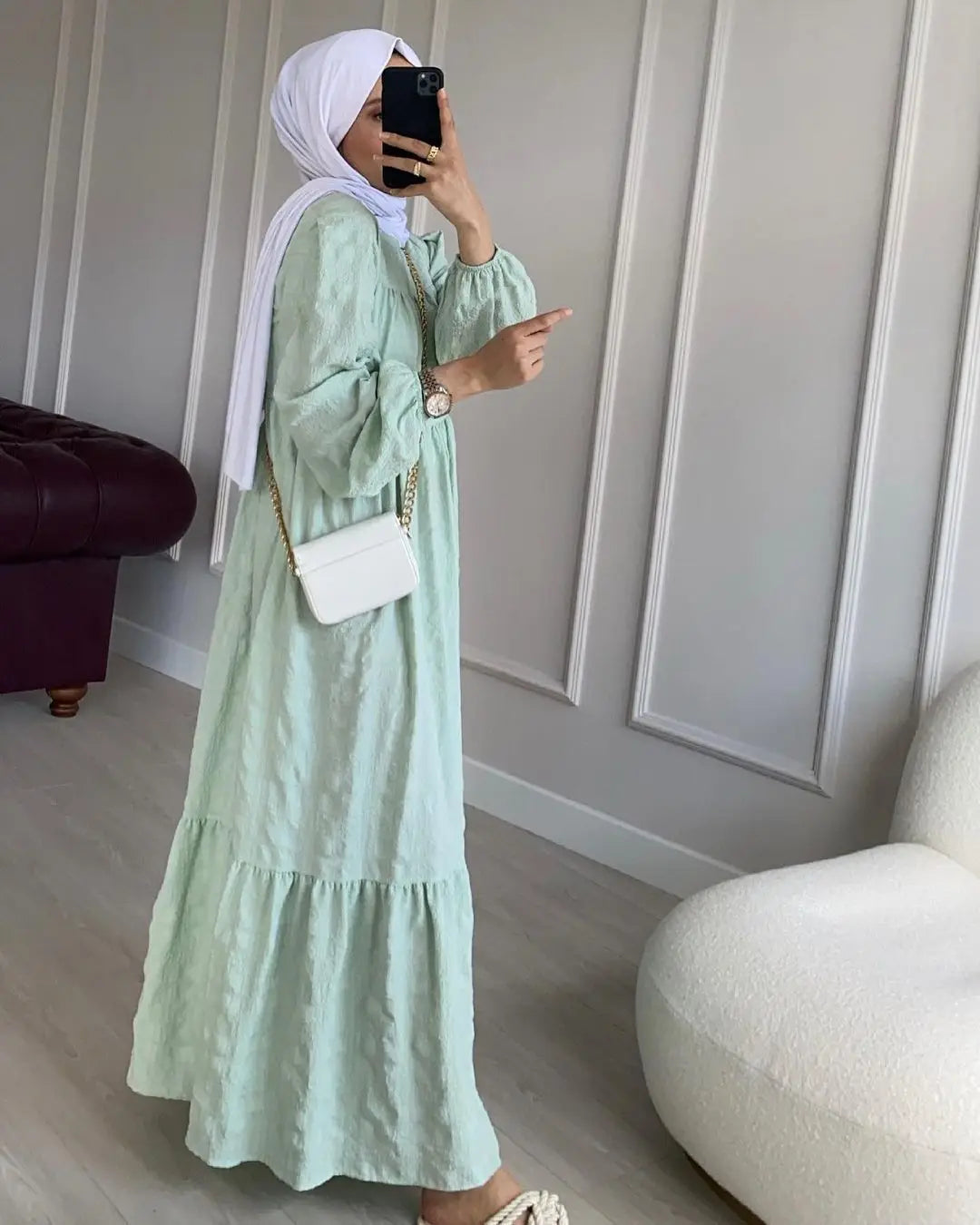 Abaya Women Muslim Dress 2023 Dubai Solid Color Long Sleeve Lovely Dress for Women Traditional Muslim Clothing&Accessories