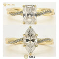 18K 14K 10K Gold 925 Silver Marquise Round Brilliant Cut VVS Moissanite Diamond Wedding Engagement Ring 1ct 2ct 3ct