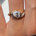 Personality Fashion Geometric Waterdrop Shape Moissanite Ring Delicate S925 Silver 18K Gold Plated Finger Ring for Women