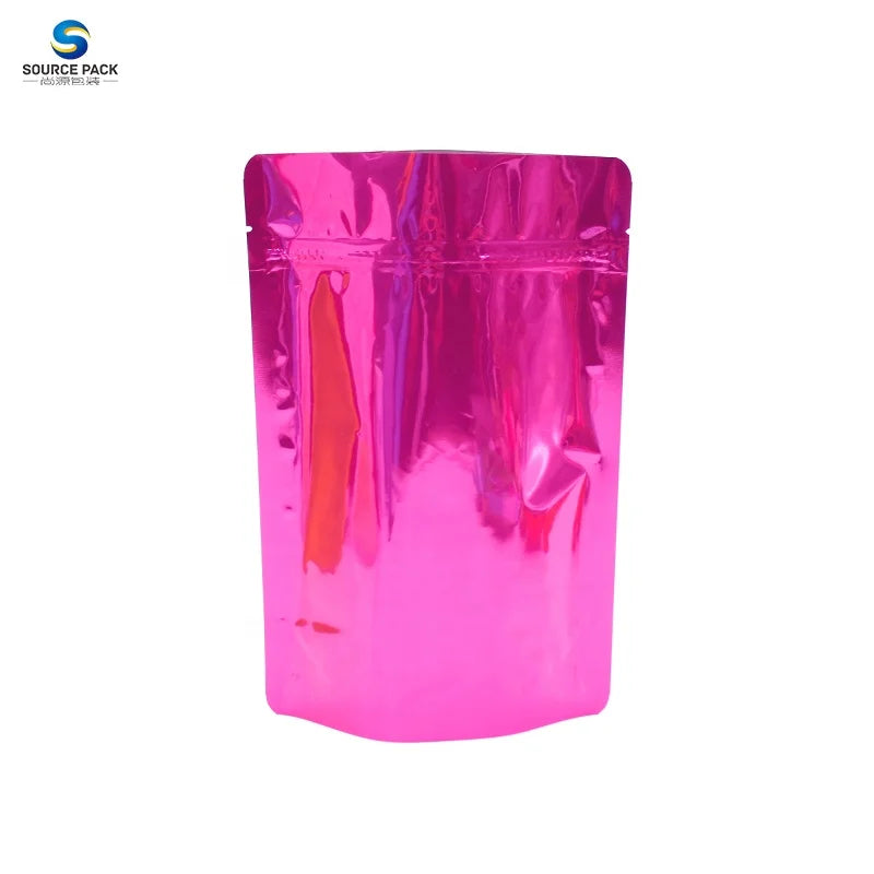 Wholesale Standing Glossy Finish Plastic Packaging Smell Proof Pouch Packaging Bag With Zipper