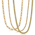 Gold Plated Figaro Chain Custom Length Stainless Steel Paperclip Link Chain Necklace for Women Men Dainty Flat Herringbone Chain
