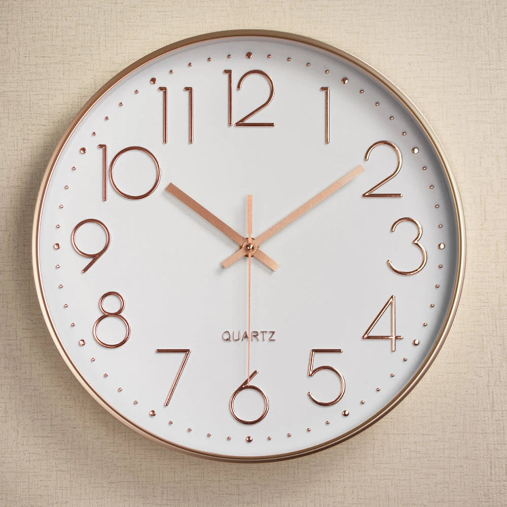 12-inch Modern Round Clock 3D Digital Plastic Wall Clock Living Room Home Wall Decoration Wall Clock Manufacturer Wholesale