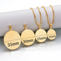 Stainless Steel Smooth Round Pendant Personalized DIY Laser Engraved Letter Photo Necklace Titanium Steel Tags Necklace