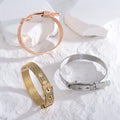 HOVANCI Women's Fashion Jewelry Stainless Steel 18K Gold Adjustable Mesh Belt Bracelet with 7 Strap Buckle