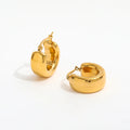 JOOLIM  High End 18K Gold Plated Shiny Hollow C Chunky Hoop Earrings Jewelry Stainless Steel for Women