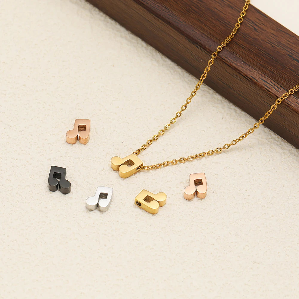 Wholesale Stainless Steel Music Note Pendant 8mm Note Charms Gold Charms for Jewelry Making Accessories