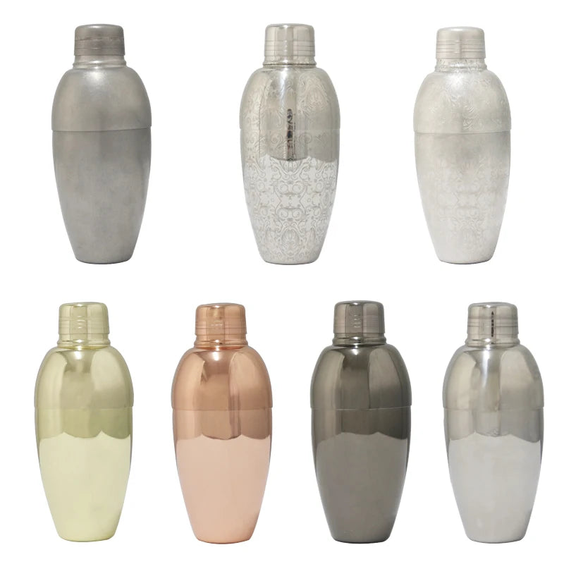 Japanese Style Carving Patterns 500 Ml Silver Rose Gold Black Color 18/10 Stainless Steel 304# Boston Cocktail Shaker