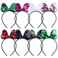 Kids Children Party Festival Sequins Big Size Bow Shape Metallic Effect Accessories Satin Cover Plastic Hair Band