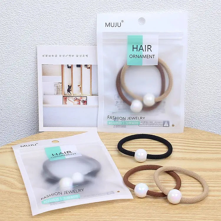 2-Piece Set of Colorful Large Pearl Hair Ties Crunchies Hairbands for Girls Accessories