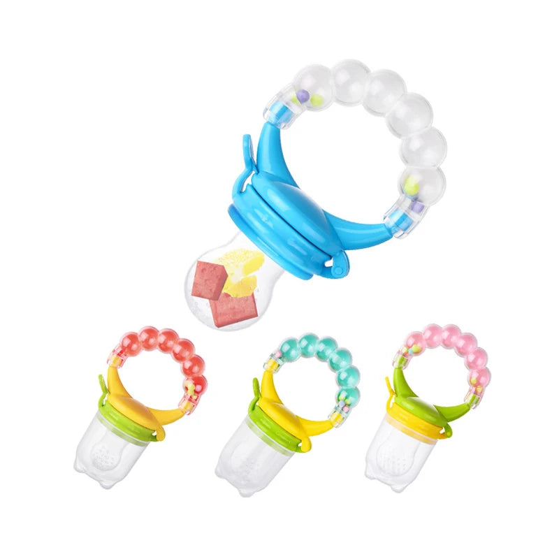 Cute Soft Food Grade Plastic Silicon Squeeze Baby Kid Food Feeder Spoon with Bell Design for Children