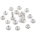 Wholesale 50pcs/bag 4/6/8/10mm Metal Crystal Rhinestone Silver Color Rondelle Spacer Beads KUOYU Brand Made China for Jewelry MegaBDM