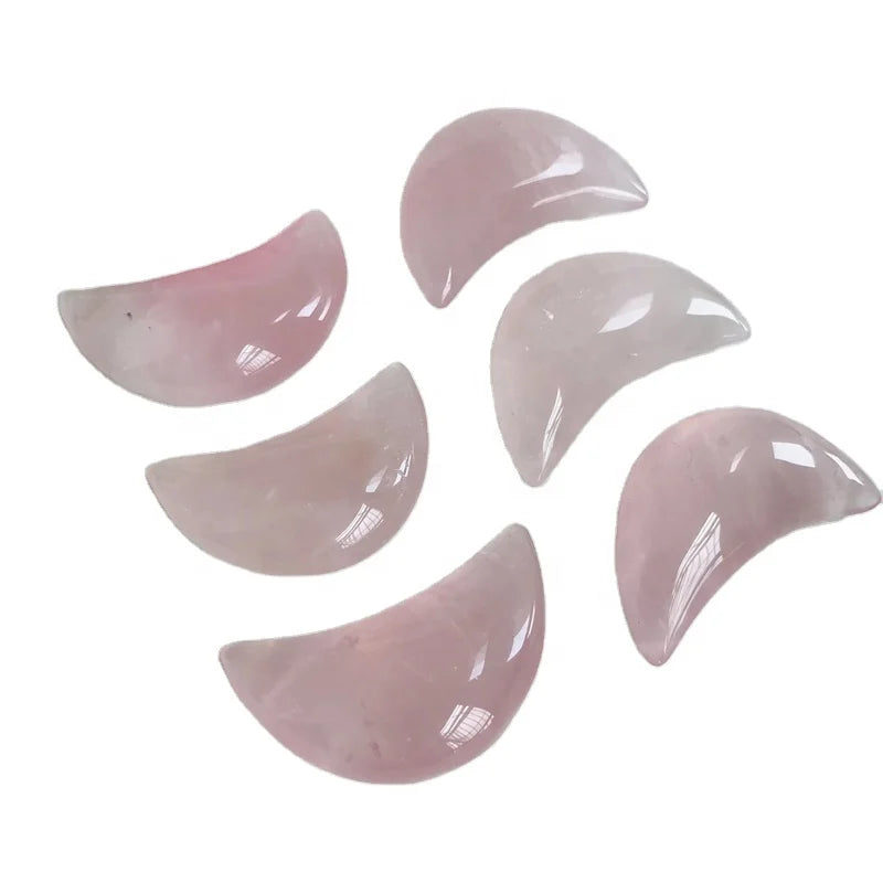Wholesale natural crystal moon rose quartz moons for gift