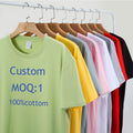 Summer Men's Heavy Weight Knitted Cotton T-Shirt Custom Logo Silk Screen Printing Oversized Loose Fit O-Neck Short Sleeve
