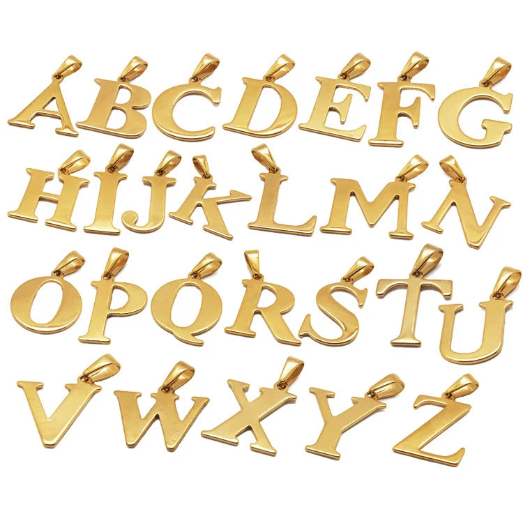 1pcs MOQ Sideways Initial Pendant for Women Trendy Jewelry Stainless Steel Dainty Handmade Gold Alphabet Letter Pendant