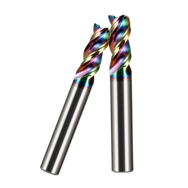 CHENGZHEN 3-Flute 60HRC Tungsten Cobalt End Mill - Colorful Coating for Aluminum CNC - High Wear-Resistant RoHS Precision Tool