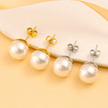 Boho Round White Freshwater Artificial Pearl Stud Earrings for Women Stainless Steel 18k Gold Plated Pearl Earrings Wholesale