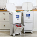 Japanese Style Double Layer Classify Household Plastic Double Bin Trash Garbage Can Waste Bin with Wheels