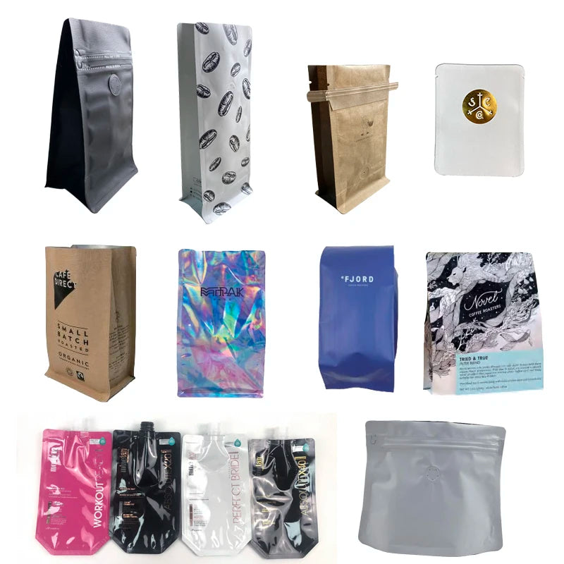 Biodegradable Friendly Sealing Bag Stand up Food Packaging Custom Kraft Paper Bags With Zipper
