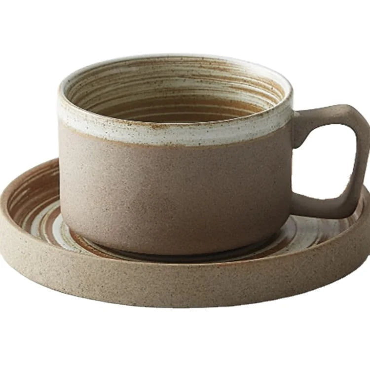 Vintage Handmade Coffee Cup Saucer and Latte Mug Personalized Ceramic Cutlery Coffee Mug