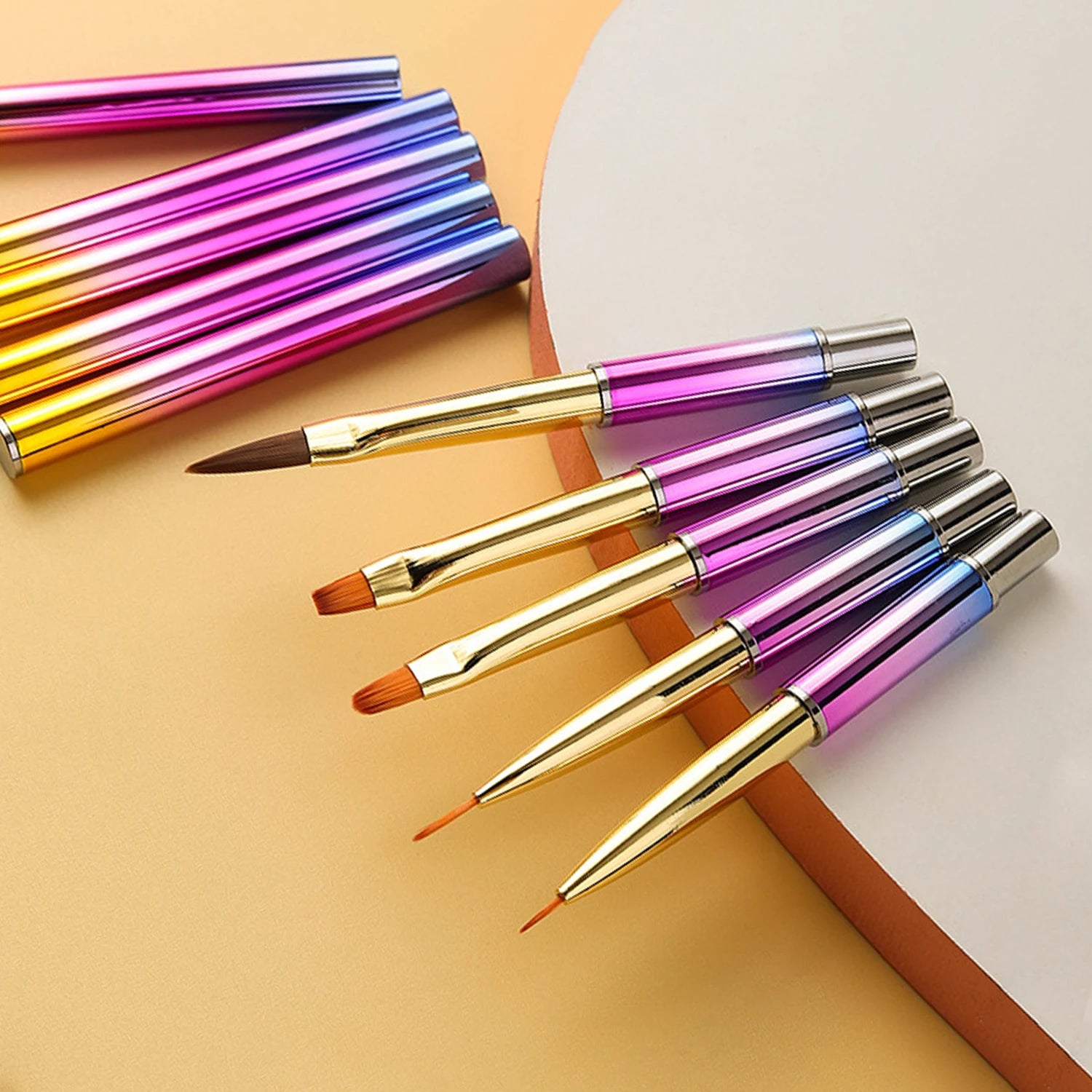 New Gradient Colorful Painting Flower Crystal Phototherapy Liner Pen Nail Art Brushes