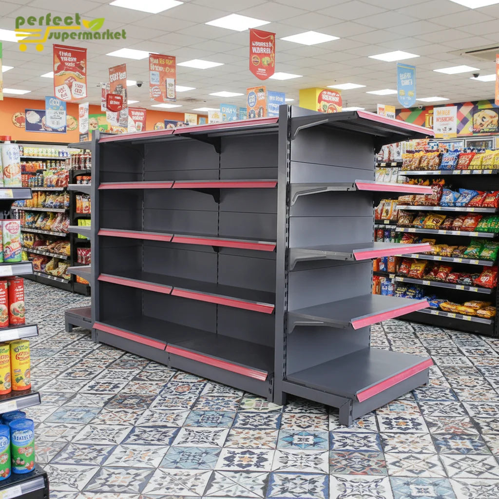 Custom Store Retail Gondola Shelves Supermarket Display Light Duty Promotional Grocery Metal Rack