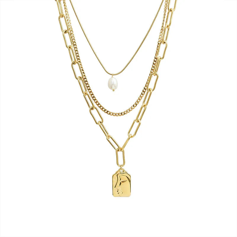 New Multi Layers Stainless Chains Set 18k  Gold Plated Elegant Fashion Lady Chain Sets for Women 3 Layer Chain
