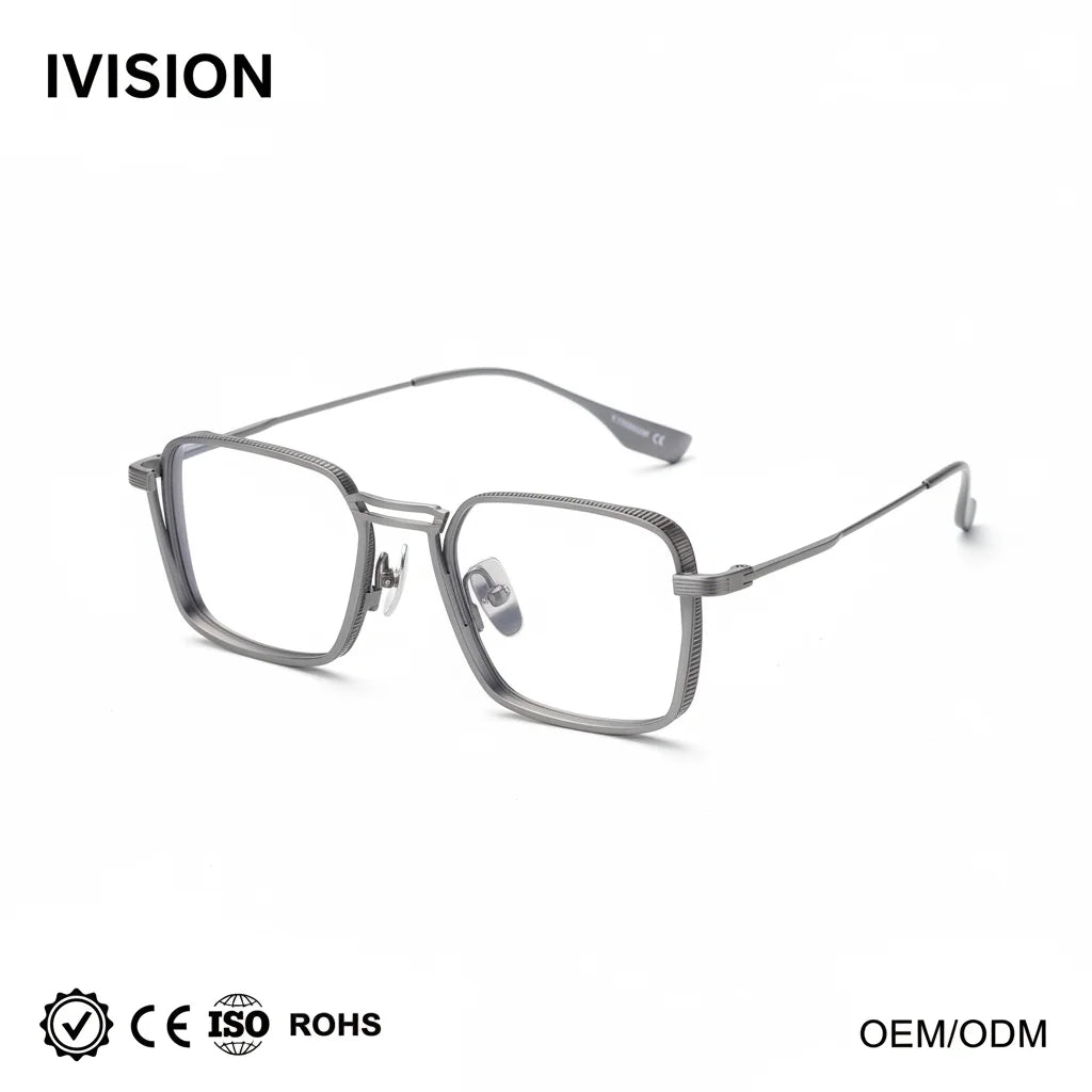 Pure Titanium Classic Designer Retro Japanese Full Rim Square Nearsighted Eyeglasses Frames Ivision